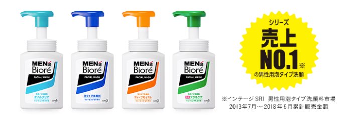 Men’s Biore facial wash 4 typesdescription