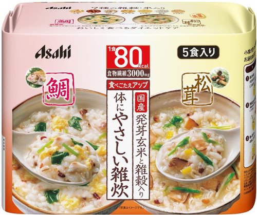 Asahi朝日发芽玄米烩饭粥低热量代餐粥低脂松茸鲷鱼5袋入 美国 日本代购直邮 Hommi