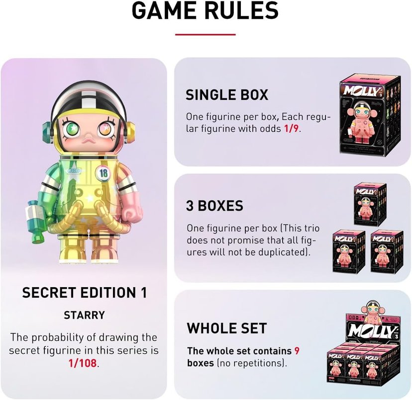 Blind Box Series] POP MART Japan SPACE MOLLY Astronaut 100% Size