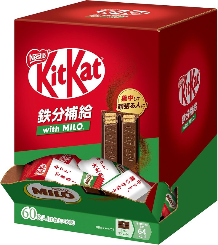雀巢日本KitKat 铁分补给铁强化MILO 大容量盒装60枚-澳洲- 日本代购直